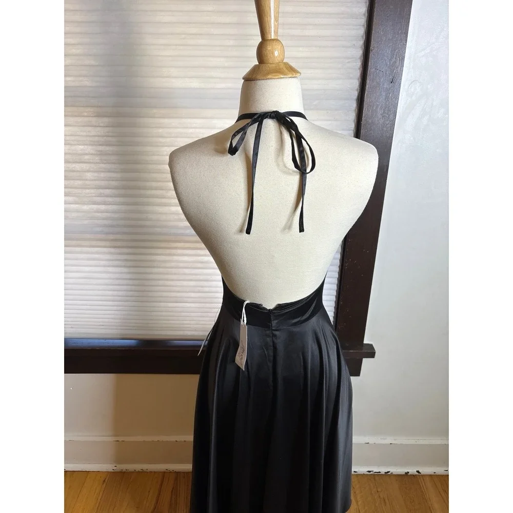 Jewel Badgley‎ Mischka Satin Backless Dress with High-Low Skirt
